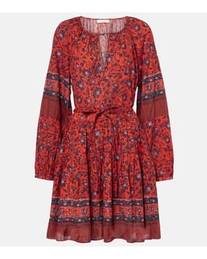 Ulla Johnson Abri Floral Cotton-Blend Minidress - Red