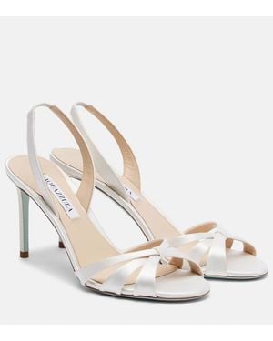 Aquazzura Tati 85 Satin Slingback Sandals - Natural