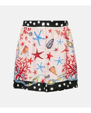 Dolce & Gabbana Capri Silk Satin Shorts - Red