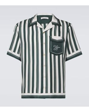 Wales Bonner June Striped Silk Bowling Shirt - Black