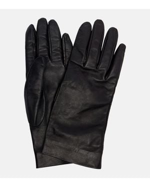 Saint Laurent Gants Cassandre En Cuir - Noir