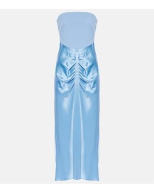 STAUD Wayfaring Ponte And Satin Midi Dress - Blue
