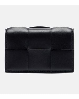 Bottega Veneta Cassette Intrecciato Leather Card Case - Black
