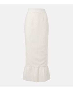 Posse Matilda Tiered Linen Pencil Skirt - White
