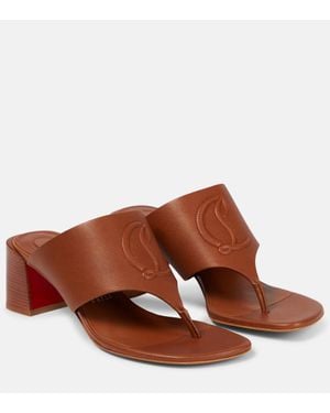 Christian Louboutin Cl Tongamule Leather Sandals - Brown