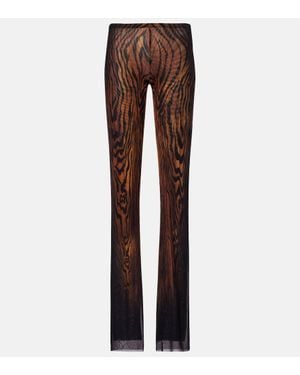 Jean Paul Gaultier Wood Trompe L'Oil Tulle Straight Pants - Brown