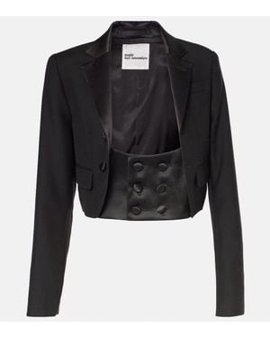 Noir Kei Ninomiya Chaqueta De Lana, Mohair Y Seda Cropped - Negro