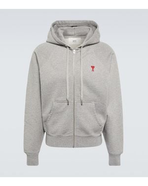 Ami Paris Felpa Con Cappuccio Con Cerniera - Grigio