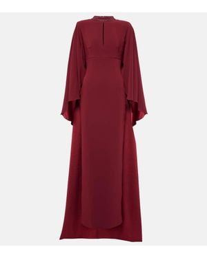 Roland Mouret Caped Crystal-Embellished Gown - Red