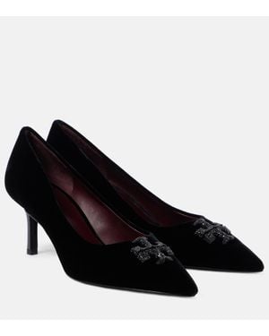 Tory Burch Eleanor Pave 65 Velvet Court Shoes - Black