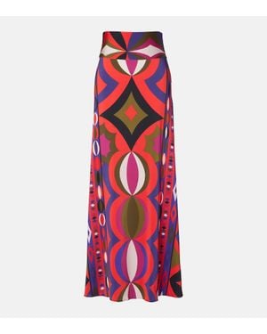 PUCCI Falda Larga De Jersey De Saten - Rojo