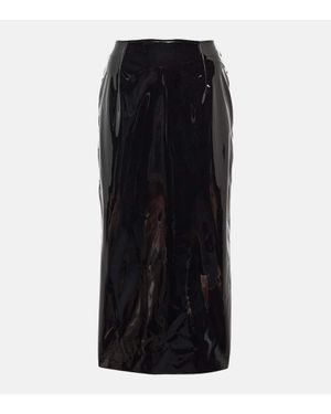 Alessandra Rich Vinyl Midi Skirt - Black