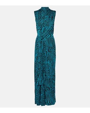 Diane von Furstenberg Geri Zebra-print Jersey Maxi Dress - Blue