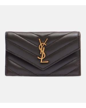 Saint Laurent Tarjetero Cassandre De Piel Matelasse - Negro