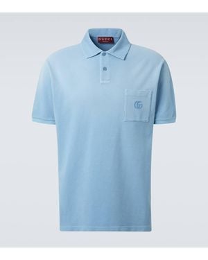 Gucci Polohemd Double G Aus Pique - Blau