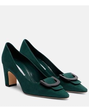 Manolo Blahnik Pumps Beti 70 Aus Veloursleder - Grün