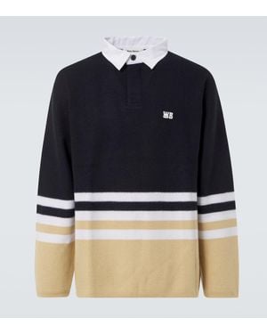 Wales Bonner Polo Cypher De Lana A Rayas - Azul