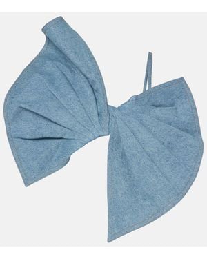 Nina Ricci Bow-Detail Denim Top - Blue