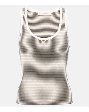 Valentino Vgold Striped Cotton-Blend Tank Top - Blue