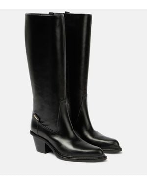 Max Mara Leather Knee-High Boots - Black