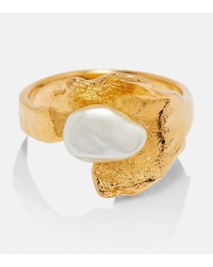 Oscar de la Renta Faux Pearl Ring - Metallic