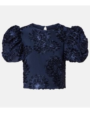 ROTATE BIRGER CHRISTENSEN Floral-Applique Top - Blue