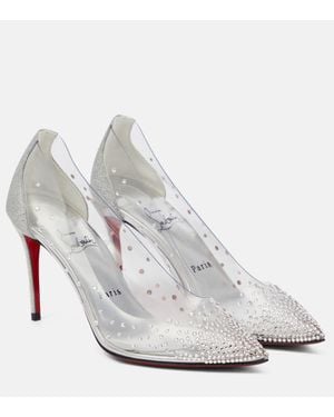 Christian Louboutin Degrastrass 85 Embellished Pvc Court Shoes - White