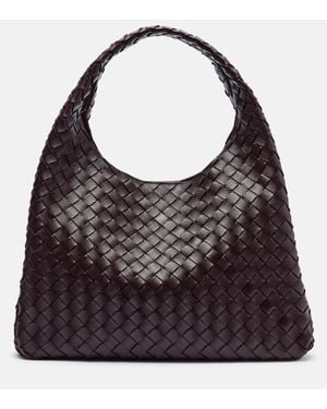 Bottega Veneta Campana Large Leather Shoulder Bag - Gray