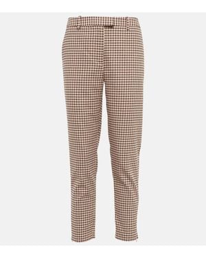 Altuzarra Henri Gingham Mid-rise Slim Pants - Natural