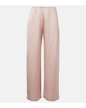 Leset Barb Mid-Rise Satin Wide-Leg Pants - Pink