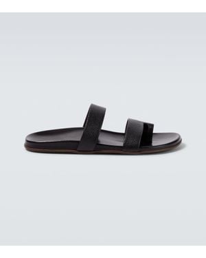 The Row Hugh Leather Sandals - Black