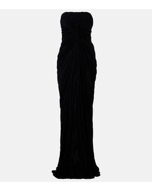 Rick Owens Radiance Gathered Cotton Bustier Gown - Black