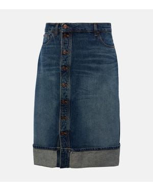 Victoria Beckham Placket Detail Denim Skirt - Blue