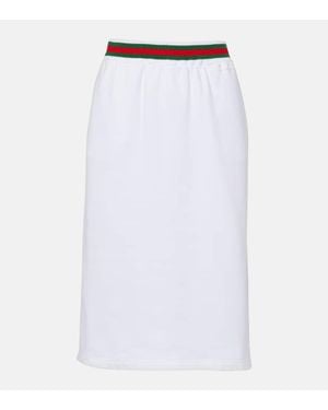 Gucci Cotton Jersey Skirt With Web - White
