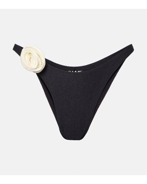 SAME Rosette Floral-Applique Bikini Bottoms - Black