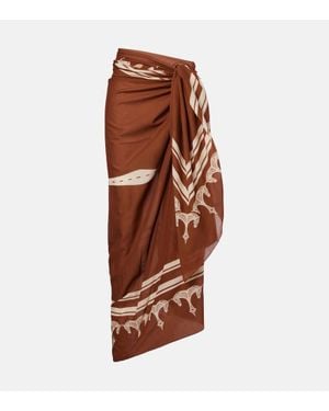 Johanna Ortiz Cotton Printed Beach Cover-Up - Brown
