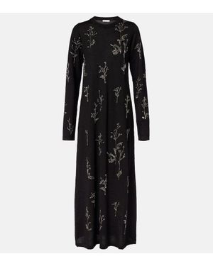 Altuzarra Robe Longue En Laine Et Soie A Perles - Noir