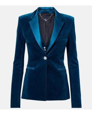 Rabanne Cotton-Blend Velvet And Satin Blazer - Blue