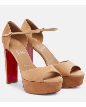 Christian Louboutin Plateausandalen Sandaloo 130 Aus Veloursleder - Braun