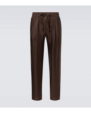 Dolce & Gabbana Hose Aus Seiden-Twill - Braun