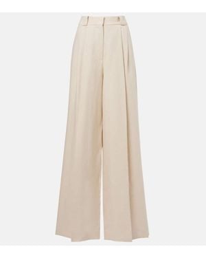 Blazé Milano Pantalones Anchos Husi En Lino De Tiro Alto - Neutro
