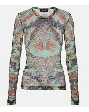 Etro Printed Jersey Top - Blue