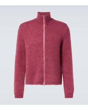 Our Legacy Float Funnel Mohair And Silk Zip-Up Jumper - Red