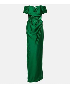 Vivienne Westwood Off-Shoulder-Robe Aus Satin - Grün