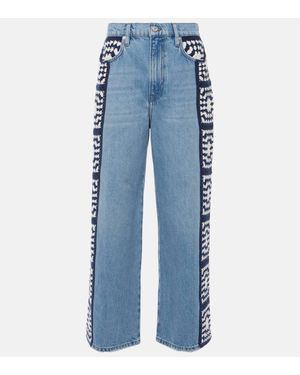 FRAME Le Jane Crop Crochet Straight Jeans - Blue