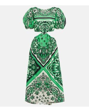 RED Valentino Bandana-Print Cotton Midi Dress - Green