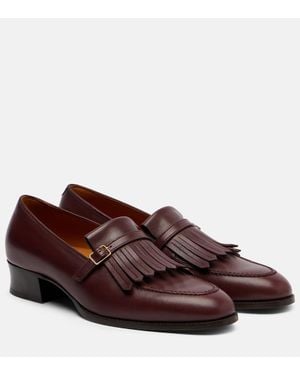 Loro Piana Mocasines Pennan De Piel Con Flecos - Marrón