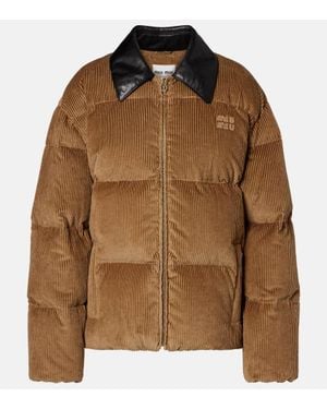 Miu Miu Daunenjacke Aus Baumwoll-Cord - Braun