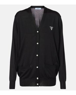 Prada Jacquard-Cardigan Mit Logo - Schwarz