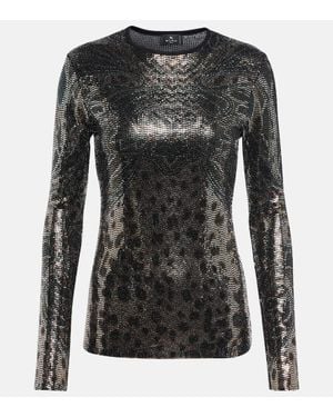 Etro Paisley Jersey Top - Black